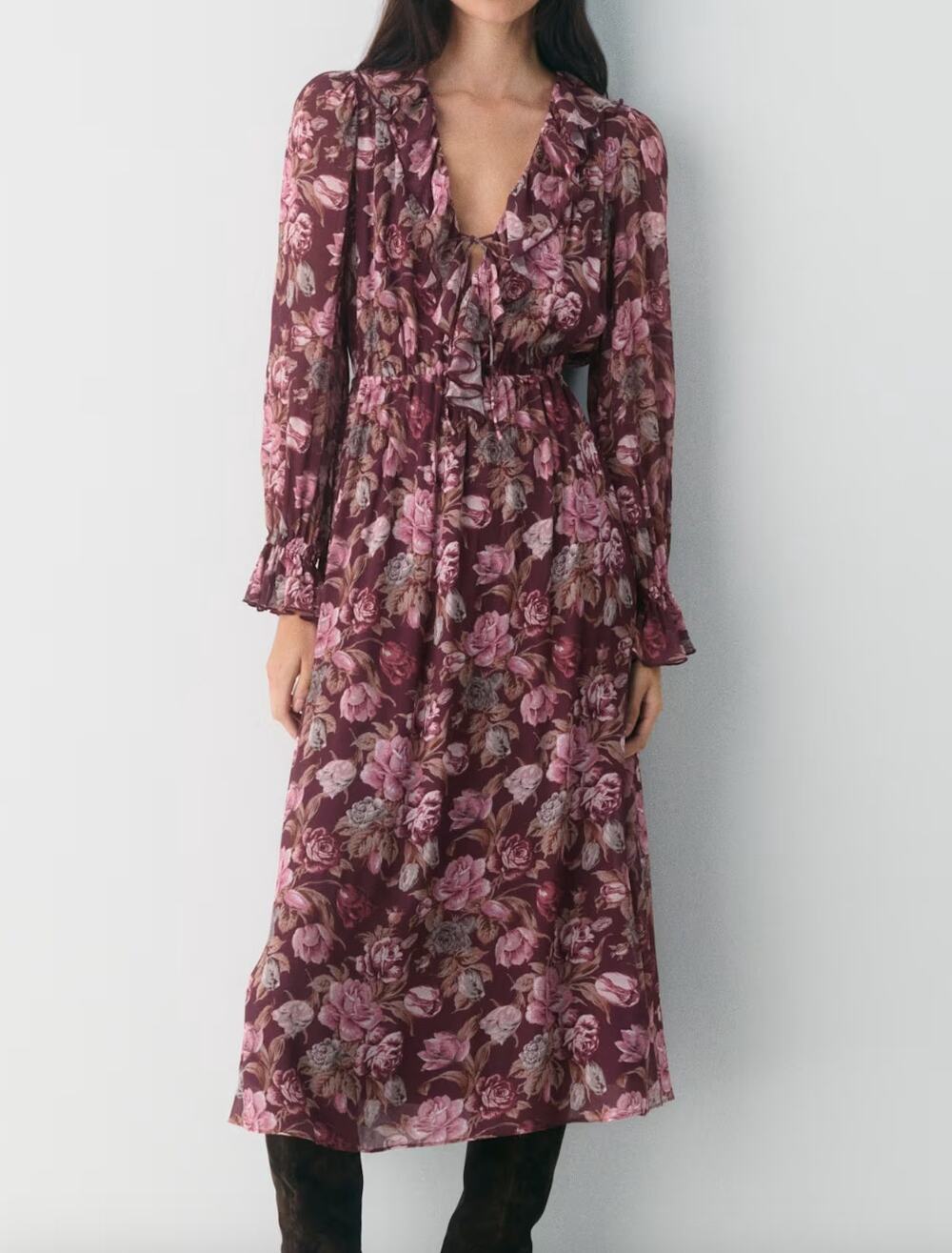 Aritzia Bronte Midi Dress Floral Small